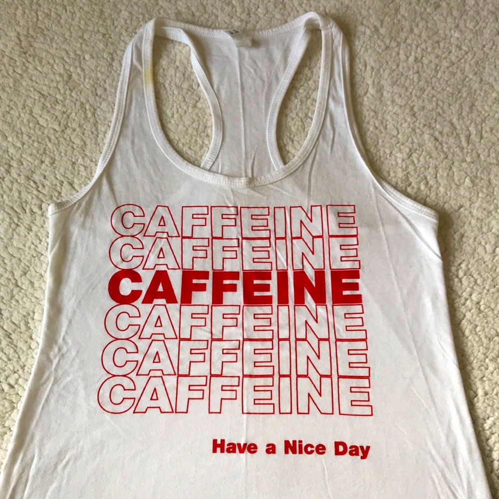 Retro shopping bag tank racer back caffeine